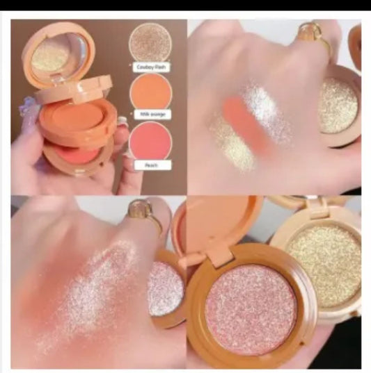 Peach & Glitter Eyeshadow/Blush Compact