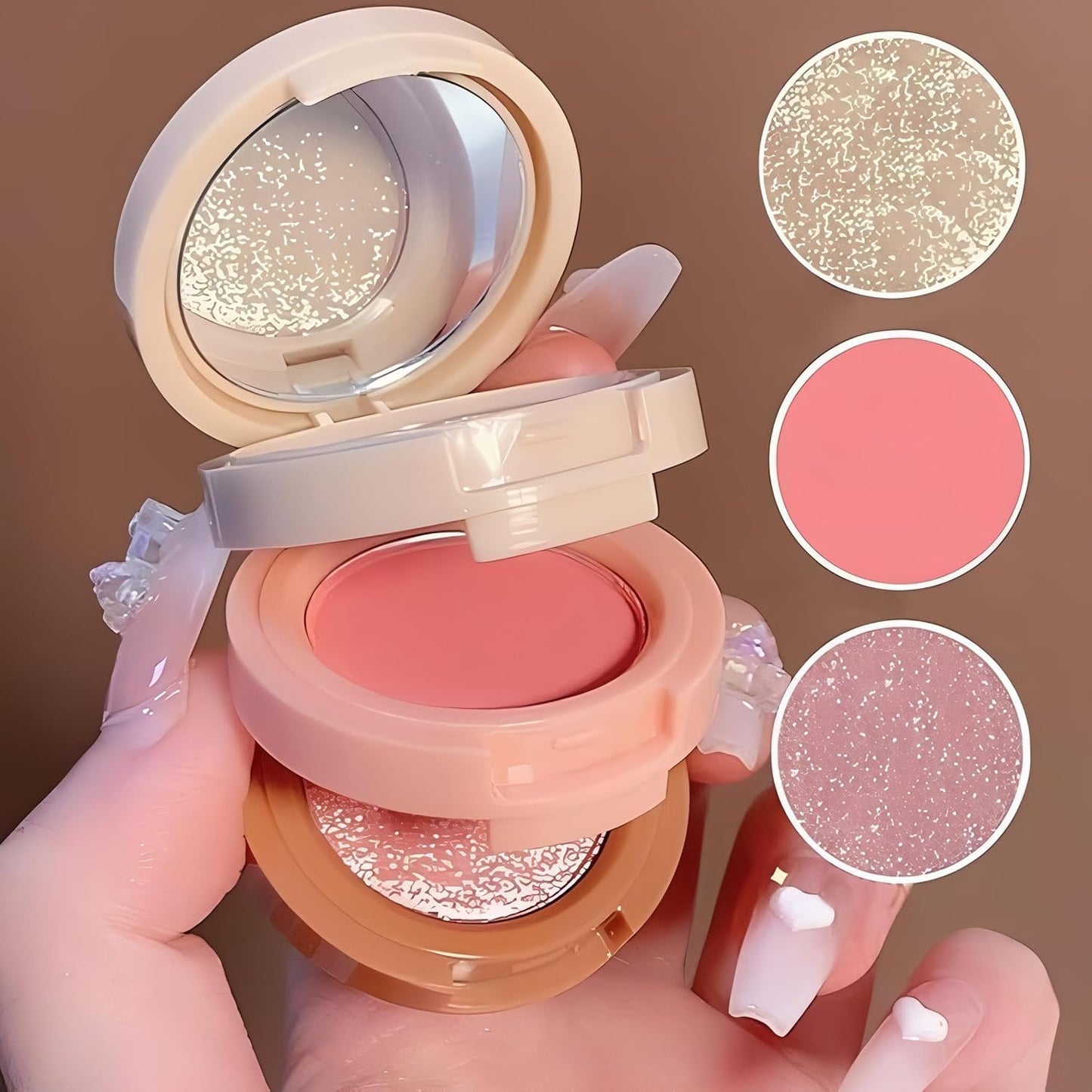 Peach & Glitter Eyeshadow/Blush Compact