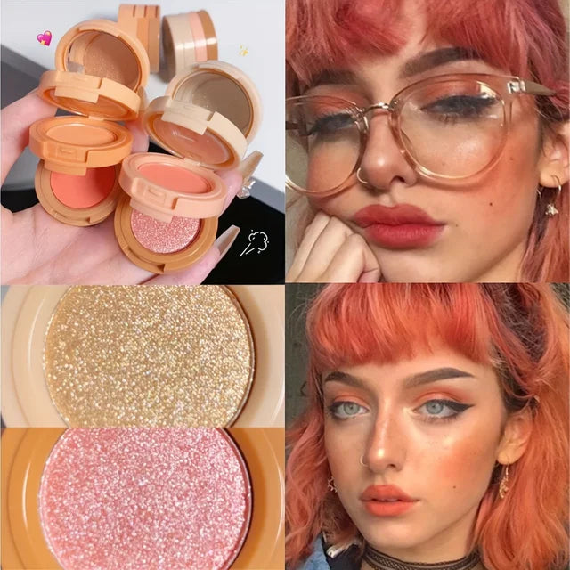 Peach & Glitter Eyeshadow/Blush Compact
